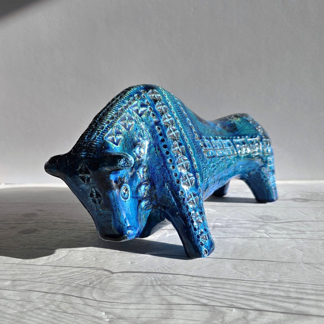 Aldo Londi for Bitossi Ceramiche Rimini Blu Series, Modernist Bull