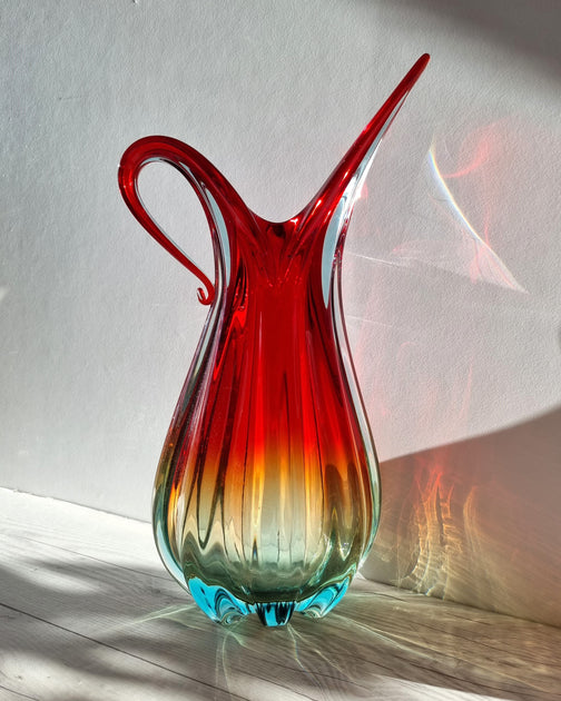 MURANO GLASS ムラノ ミルフィオリ レッド グラス ヴェネチア murano-handblown-venetian-art-