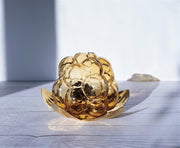 AnyesAttic Glass Rubus Series by Gunnar Muskos, 'Hjortron' Cloudberry Lantern, Amber Glass and Brass | Swedish, 1980s
