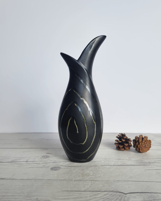 Gefle Keramik Ceramic Lillemor Mannerheim for Gefle Keramik, 1954 Labrynt, Mangania Series Sculptural Flask Vase, Sweden