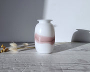 Holmegaard Glass Vases Michael Bang for Holmegaard, Sakura Series, White Milk Glass with Pink Art Glass Bud Vase, 1980s