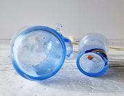 Kosta Boda Glass Glass Bertil Vallien for Kosta Boda Duo: Blue Rainbow Vase and Blue Starlight Palette Lidded Pot, Rare