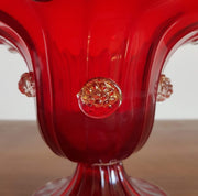 Murano Glass 1930s - 50s Italian Murano Barovier & Toso Ruby Red and Gold Avventurine Blackberries Footed Dish