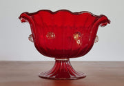 Murano Glass 1930s - 50s Italian Murano Barovier & Toso Ruby Red and Gold Avventurine Blackberries Footed Dish