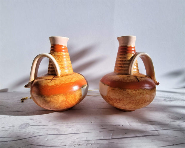 Carstens Uffrecht Ceramic 1920s Carstens Uffrecht, Art Deco Bauhaus Pair of Architectural Jug Vases att. Hildegard Delius