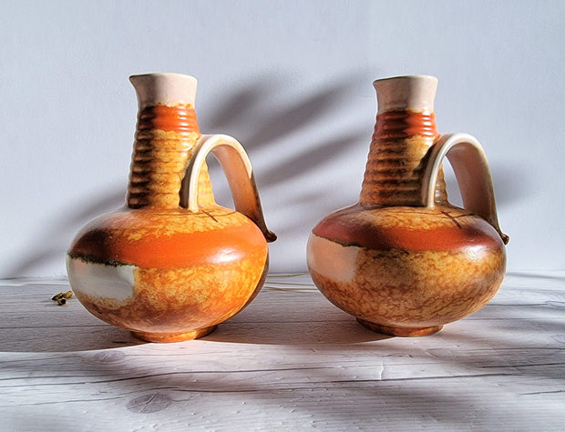 Carstens Uffrecht Ceramic 1920s Carstens Uffrecht, Art Deco Bauhaus Pair of Architectural Jug Vases att. Hildegard Delius