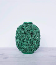 AnyesAttic Ceramic 1943 - 50 Swedish Rorstrand, Gunnar Nylund 'Hedgehog' Emerald Green Chamotte Sculpted Stoneware Vase