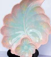 AnyesAttic Ceramic 1950s-60s Beswick Pottery, Flower on Leaf Pastel Glaze Ceramic Dish | British | Rare Shape