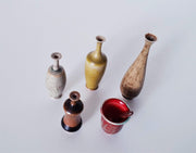 Höganäs Keramik Ceramic 1950s - 60s Höganäs Keramik, John Andersson, Set of 5 Miniature Ceramic Vases and Mortar & Pestle