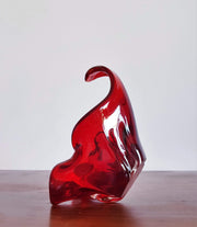 Murano Glass 1950s - 60s Italian Murano Red and Amber Sculpted Art Glass Dish - att. Fratelli Toso