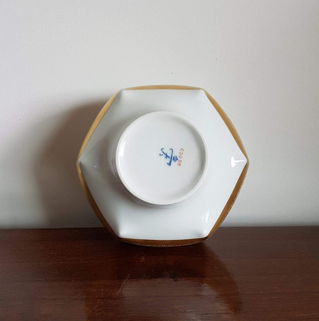 Furstenberg Porcelain Porcelain 1950s - 60s West German Furstenberg Hexagonal Ombre Gold Decor Op Art Vase by Prof. E A Sundermann