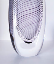 Kosta Boda Glass Glass 1950s Swedish, Vicke Lindstrand for Kosta, Scandinavian Modern Black, Purple, Cased Glass Vase