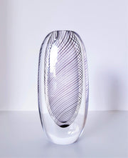 Kosta Boda Glass Glass 1950s Swedish, Vicke Lindstrand for Kosta, Scandinavian Modern Black, Purple, Cased Glass Vase