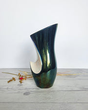 Verceram Ceramic 1950s Verceram Ceramique D'Art, 'Manta Ray' Ink Lustre Finish Vase, French