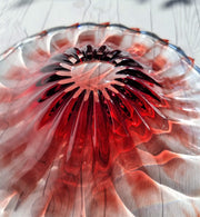 Kosta Boda Glass Glass 1950s Vicke Lindstrand 'Colora' att. series for Kosta, Modernist Red Gerbera Charger | Rare