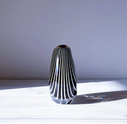 AnyesAttic Glass 1950s Vicke Lindstrand 'Zebra' series for Kosta, Modernist Black and White Stripe Vase | Rare