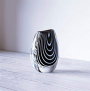 AnyesAttic Glass 1950s Vicke Lindstrand 'Zebra' series for Kosta, Modernist Black and White Stripe Vase | Rare