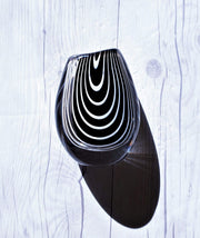 AnyesAttic Glass 1950s Vicke Lindstrand 'Zebra' series for Kosta, Modernist Black and White Stripe Vase | Rare