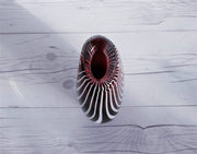 AnyesAttic Glass 1950s Vicke Lindstrand 'Zebra' series for Kosta, Modernist Red and White Stripe, Cased Glass Vase