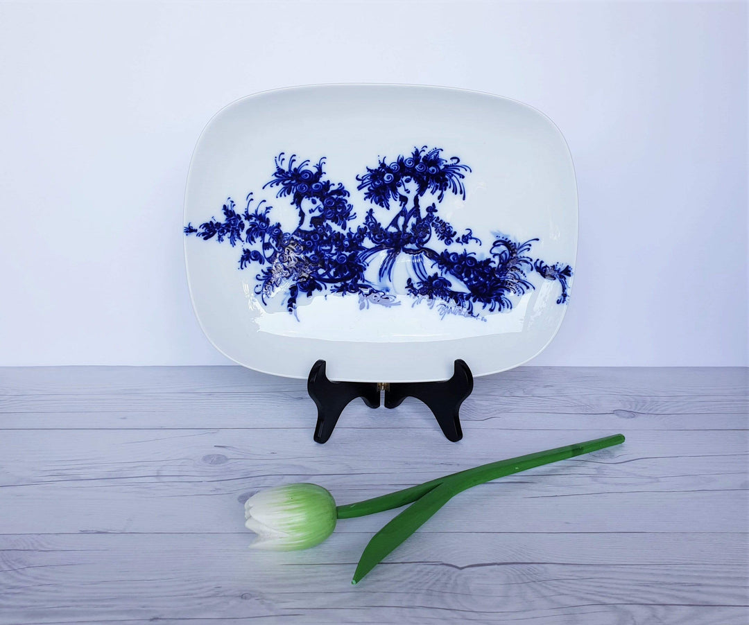 1960 Bjorn Wiinblad for Rosenthal Studio Line, Blue on White