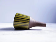 AnyesAttic Ceramic 1960s-70 Swedish Studio Pottery, Chocolate Lime Palette, Sgraffito Earthenware Bottle Vase