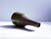 AnyesAttic Ceramic 1960s-70 Swedish Studio Pottery, Chocolate Lime Palette, Sgraffito Earthenware Bottle Vase