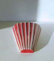 Studio Pottery Ceramic 1960s - 70s Mid Century Modernist Art Deco Red and White Pinstripe Ceramic Wall Pocket Vase