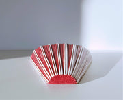 Studio Pottery Ceramic 1960s - 70s Mid Century Modernist Art Deco Red and White Pinstripe Ceramic Wall Pocket Vase