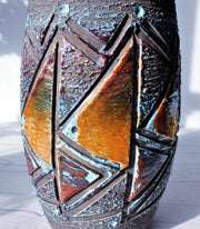 AnyesAttic Ceramic 1960s - 70s Tilgmans Scandinavian Modern, Sculptural Sgraffito in Gloss Glaze Floor Vase | Sweden