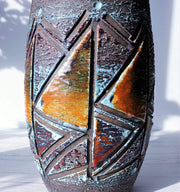 AnyesAttic Ceramic 1960s - 70s Tilgmans Scandinavian Modern, Sculptural Sgraffito in Gloss Glaze Floor Vase | Sweden