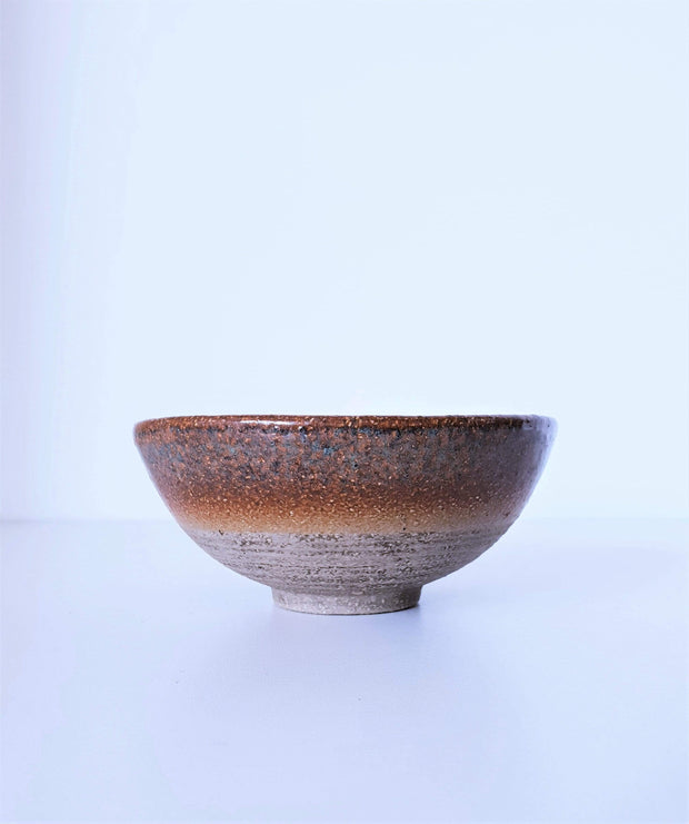 Soholm Keramik Ceramic 1960s Danish Soholm Stentoj by Einar Johansen Blues and Burnt Orange Glaze Carved Stoneware Bowl