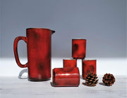 AnyesAttic Ceramic 1960s Fritz Van Daalen Rare Red Glaze Ceramic Pitcher Jug and 4 Tumbler Set, Labelled and Stamped