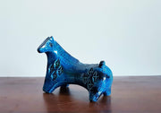 Bitossi Ceramiche Ceramic 1960s Italian Bitossi Persiano Blue Glaze, Modernist Rimini Blu Series Horse Sculpture by Aldo Londi