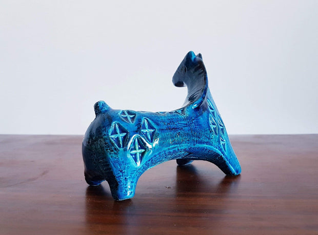 Bitossi Ceramiche Ceramic 1960s Italian Bitossi Persiano Blue Glaze, Modernist Rimini Blu Series Horse Sculpture by Aldo Londi