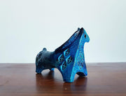 Bitossi Ceramiche Ceramic 1960s Italian Bitossi Persiano Blue Glaze, Modernist Rimini Blu Series Horse Sculpture by Aldo Londi