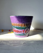 Haute Curature Ceramic 1960s Italian Mid Century Modern 'Alla Moda' Palette with Incised Decor Jardiniere / Plant Pot