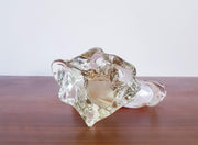 Murano Glass 1960s Italian Murano Opalino White, Pink and Sommerso Clear Cased Fish on Glass Rock Sculpture