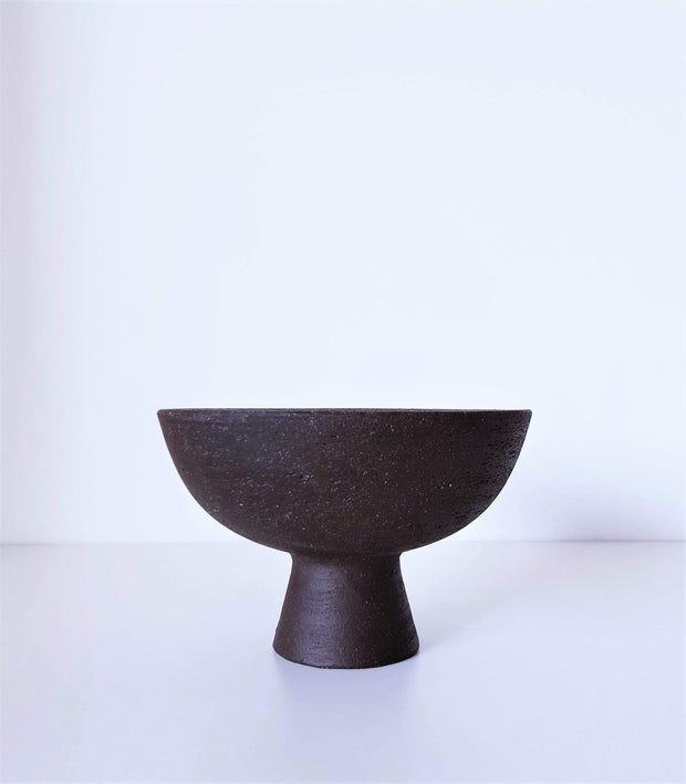 Jie Gantofta Ceramic 1960s Swedish Jie Gantofta by Elsi Bourelius Modernist Stoneware and Ink Glaze Chalice Footed Bowl