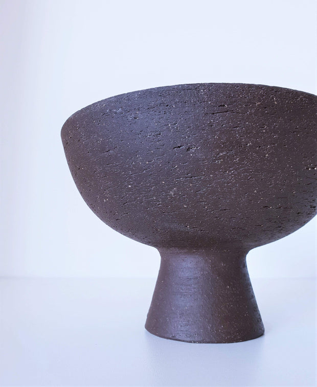 Jie Gantofta Ceramic 1960s Swedish Jie Gantofta by Elsi Bourelius Modernist Stoneware and Ink Glaze Chalice Footed Bowl