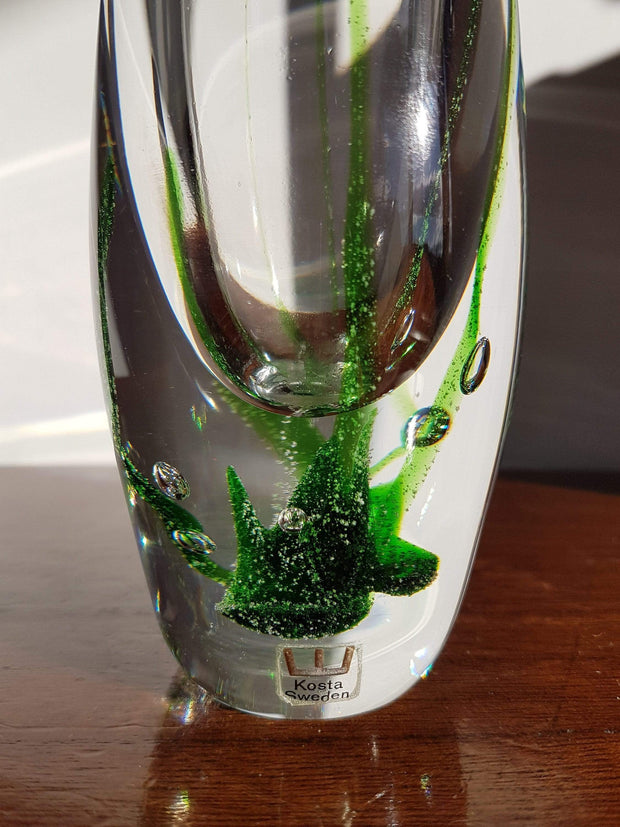 Kosta Boda Glass Glass 1960s Swedish Kosta (Boda) Seaweed series Art Glass Vase by Vicke Lindestrand - Labelled and Signed