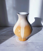 AnyesAttic Ceramic 1964 Ditmar Urbach, Julie Series in Cream and Caramel, Mid Century Boho Baluster Ceramic Vase