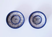 Bornholm Keramik Lighting 1970s Bornholm Michael Andersen Keramik, Persia Glaze with Blue Decor Candleholders / Candlewells