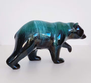 Blue Mountain Pottery Ceramic 1970s Canadian Blue Mountain Pottery Green and Black Glaze Drip Ware Ceramic Walking Bear Sculpture