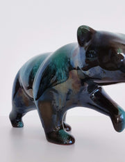 Blue Mountain Pottery Ceramic 1970s Canadian Blue Mountain Pottery Green and Black Glaze Drip Ware Ceramic Walking Bear Sculpture