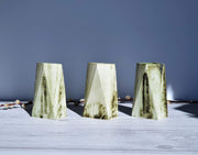 AnyesAttic Ceramic 1970s Carn Pottery by John Beusmans Set of 3 Textured Cream, Green and Blue Faceted Ceramic Vases