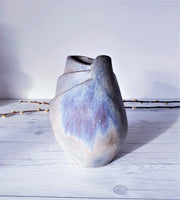 AnyesAttic Ceramic 1970s Expressive Studio Pottery, Contemporary Sculpted Stoneware Vase in Blue-Grey Granite Glaze