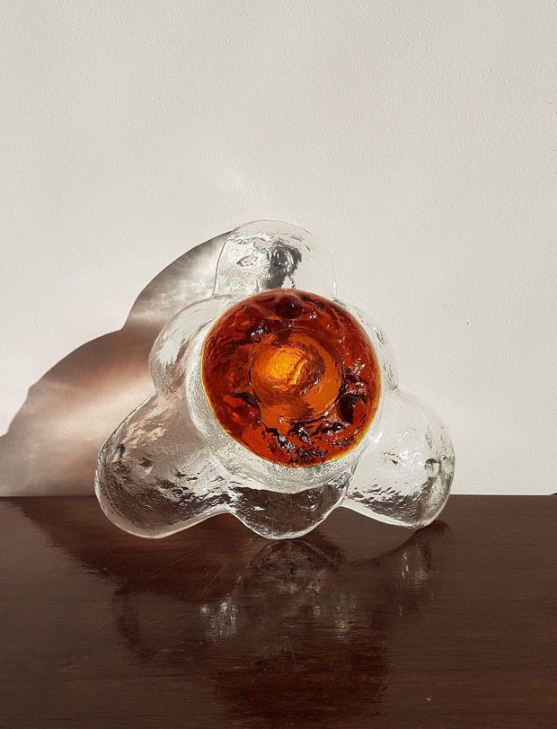 Humppila Glassworks Glass 1970s Finnish Humppila Glassworks Kivi ‘Stone’ Series Amber Brown Bowl by Pertti Santalahti