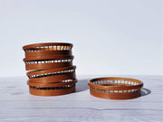 AnyesAttic Curio 1970s Japanese Set of 5 Woven Bamboo and Rattan, Butterfly Coasters and Storage Caddy