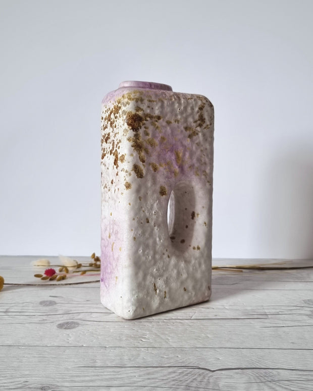 Haute Curature Ceramic 1970s Marei Keramik Chimney Vase Ivory, Lilac Palette Fat Lava Glaze, West German