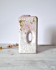 Haute Curature Ceramic 1970s Marei Keramik Chimney Vase Ivory, Lilac Palette Fat Lava Glaze, West German